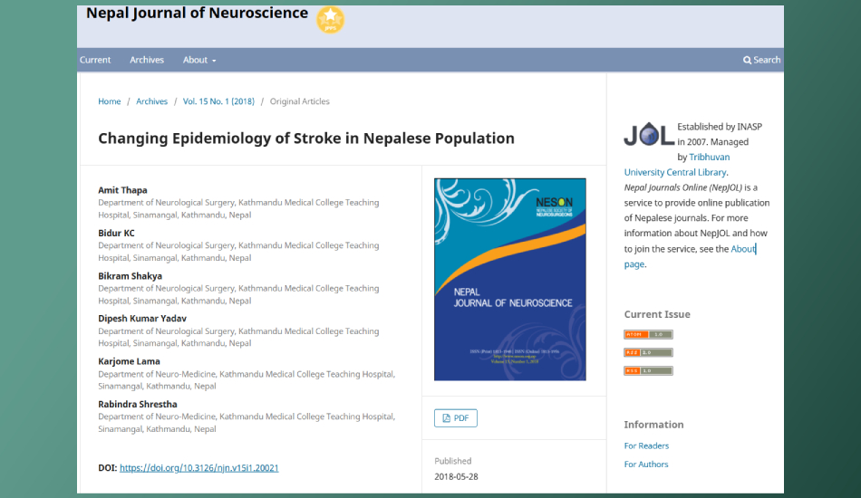 Changing epidemiology of stroke in Nepalese population